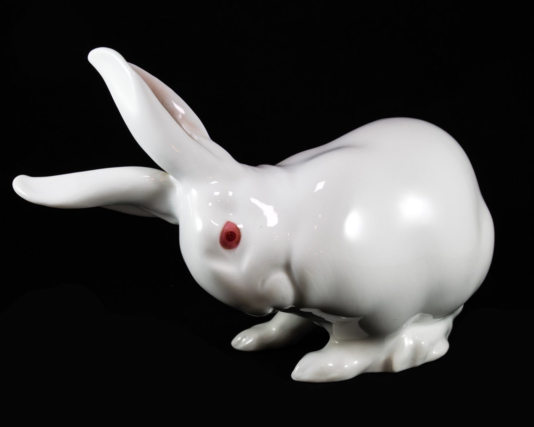 Antique Royal Copenhagen (1889-1922) Figurine Albino Pink Eyes Rabbit ...