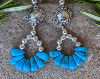 Orecchini Pendenti Bohémien Donna Con Turchese - Stile Concho Vintage Per Outfit Country E Concerti