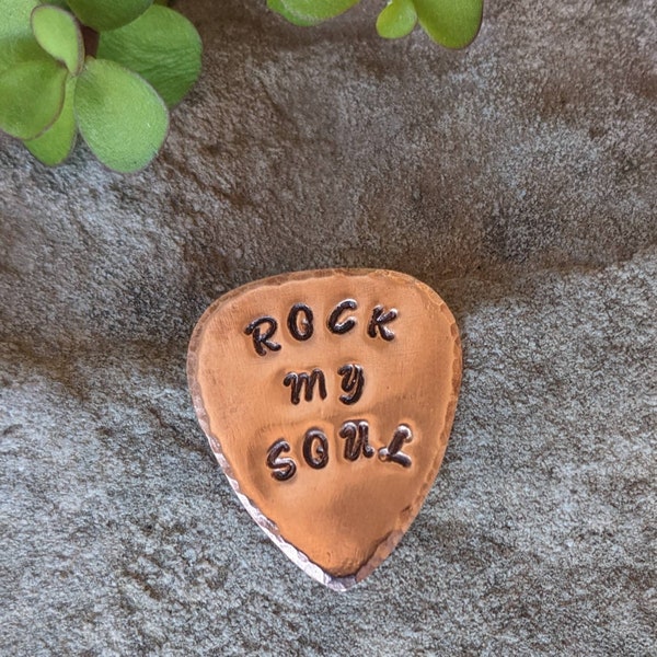 Rock My Soul Handstamped Copper Guitar Pick