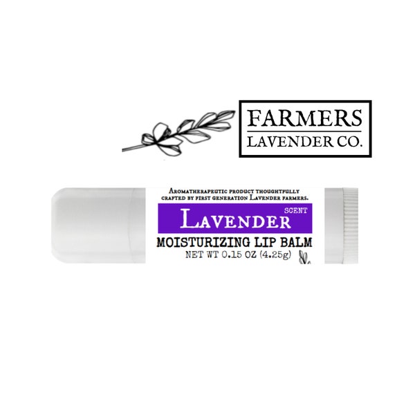 FARMERS Lavender Co. Lavender Lip Balm. Aromatherapeutic Product. All Natural Ingredients.