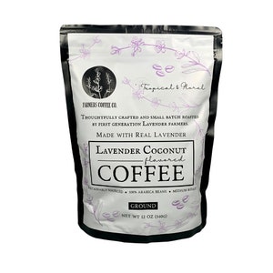 FARMERS Coffee Co. Lavender Coffee Made with Real Lavender Fresh Roasted at the Farm Lavender Coconut