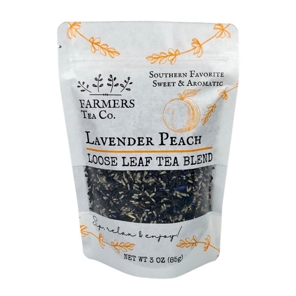 FARMERS Tea Co. Lavender Peach Tea, Loose Leaf Tea Blend-Sweet & Aromatic, a True Southern Favorite.