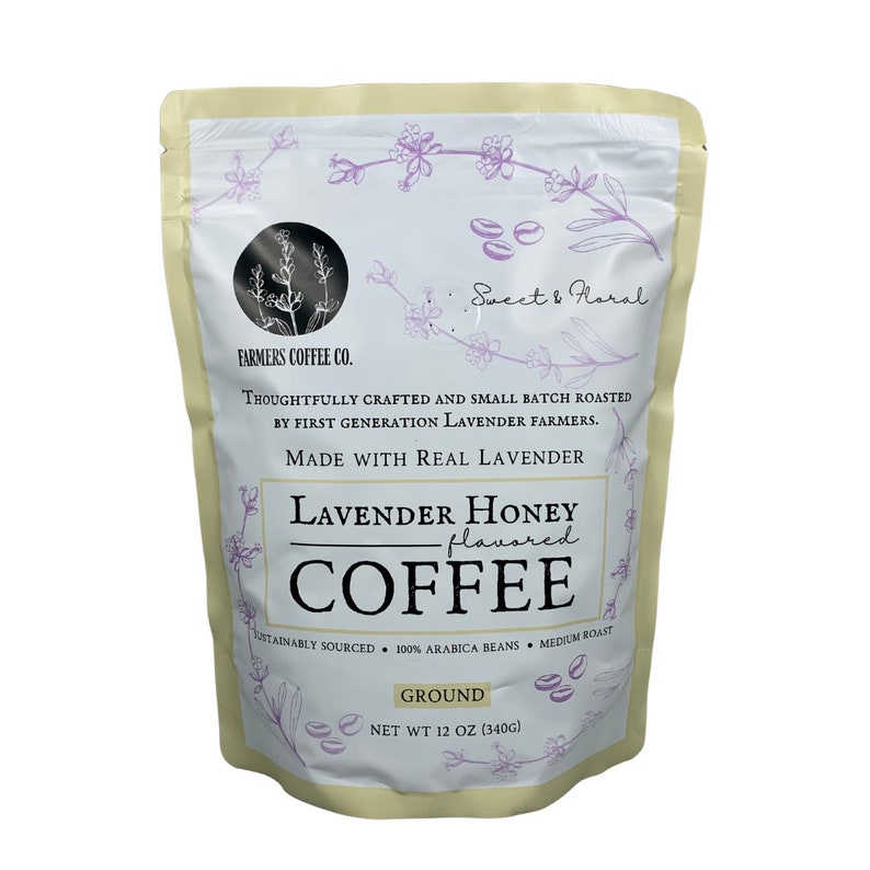 FARMERS Coffee Co. Lavender Coffee Made with Real Lavender Fresh Roasted at the Farm Lavender Honey