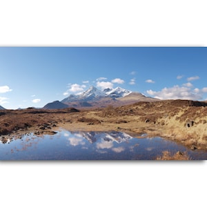 Cuillin mountain reflections, Skye, Scotland |  Scottish Highlands | Scottish landscape photography panoramic print | wall art