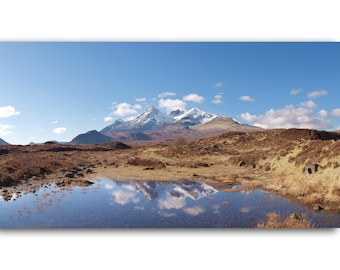 Cuillin mountain reflections, Skye, Scotland |  Scottish Highlands | Scottish landscape photography panoramic print | wall art