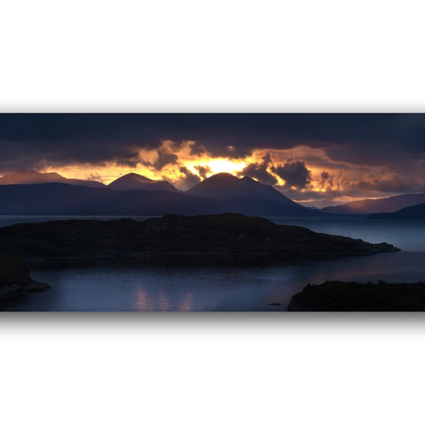 Sunset, Red Cuillins, Skye, taken from Plockton, Scotland | Scottish Highlands | Scottish Landscape Photography panoramic print | wall art