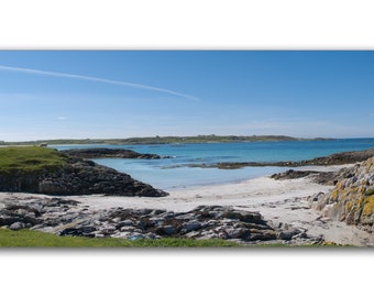 White beach, Vaul bay, Isle of Tiree, Hebrides, Scotland | Scottish Landscape | Coastal Nature photography panoramic print | wall art