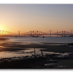 Sunset at the Forth Rail bridge, South Queensferry, Edinburgh | Scottish landscape | Coastal nature photography panoramic print | wall art