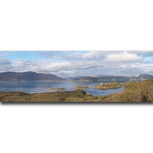 Schottische Landschaftsfotografie: Plockton, Loch Carron Blick auf die Applecross Berge | Schottische Highlands | Panoramadruck | Wandkunst