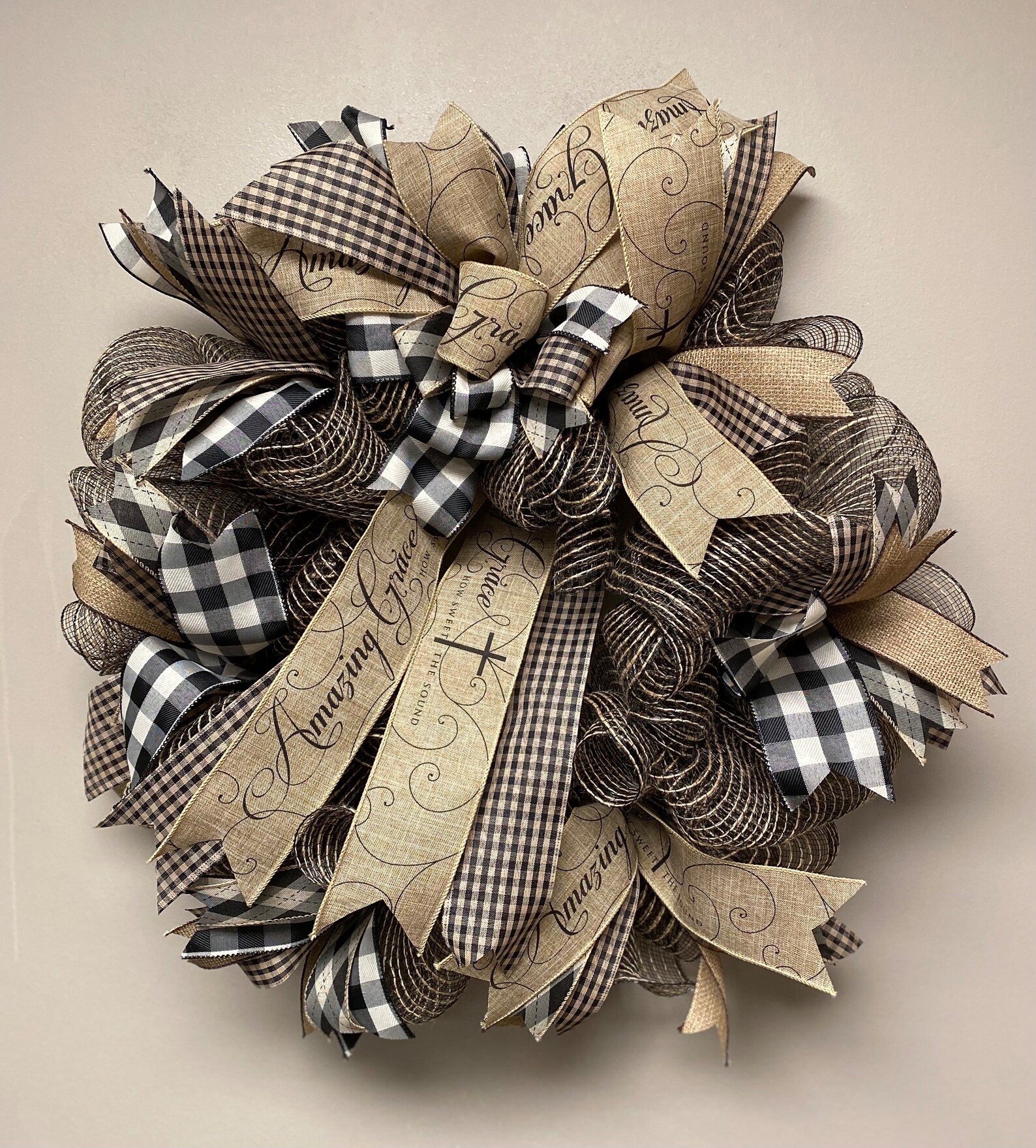 Amazing Grace Ribbon, Farmhouse/country Front Door or Décor/buffalo ...