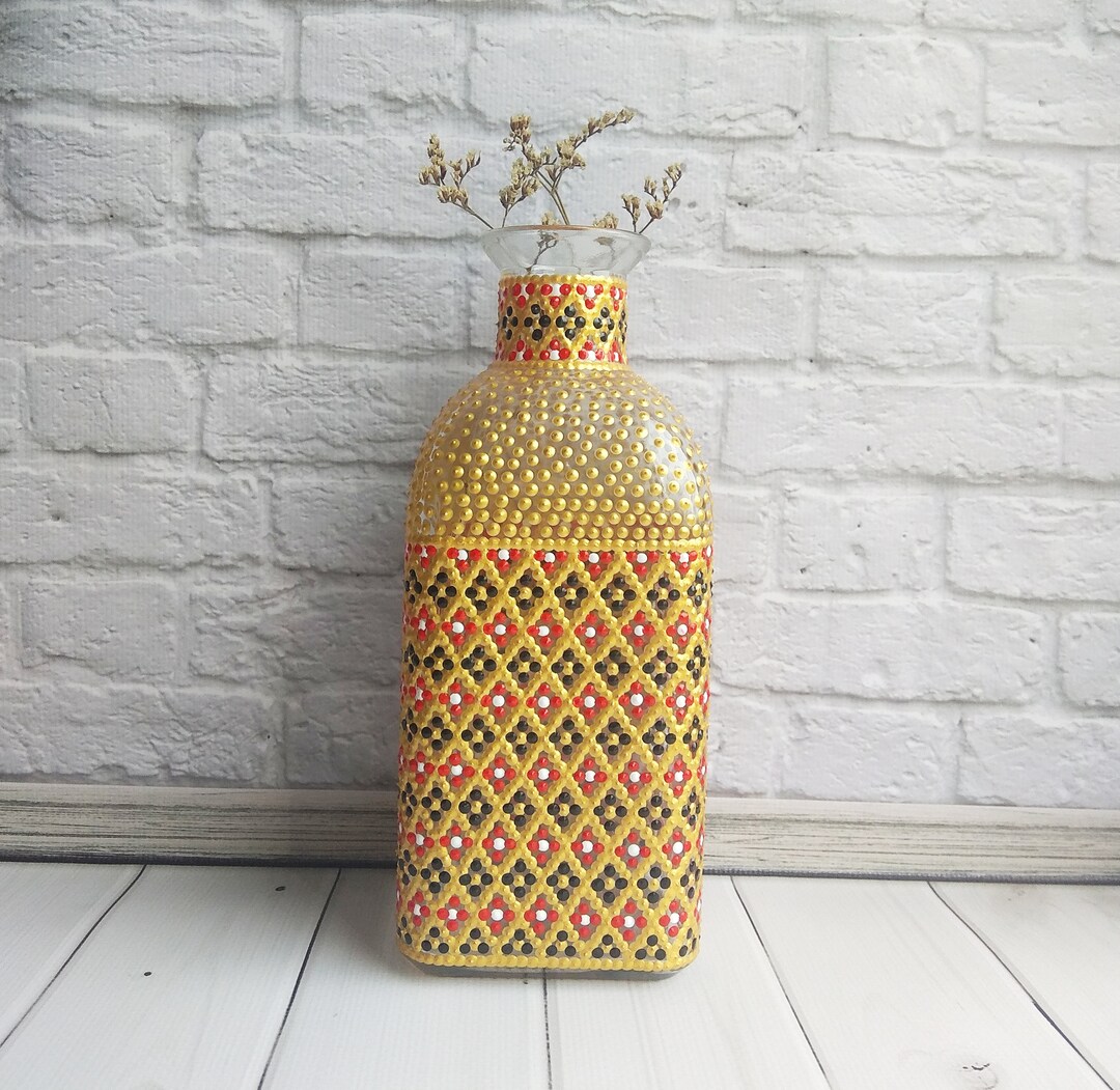 Glass Ukrainian Vase-bottle Hand Painted Glass Vase Ukrainian - Etsy