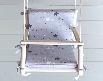 Outdoor Baby Swing, Outdoor Swing Chair, baby swing chair, toddler swing outdoor, kids hanging swing, Boho Swing, Wooden swing, boho theme