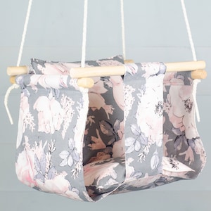 Swing chair, baby swing chair, Indoor baby swing, fabric swing, boho swing for baby, swing with name, baby gift, nursery decor, baby toys