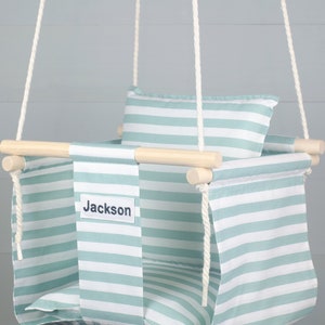 Personalized baby swing, swing with name, baby swing chair, indoor baby swing, fabric swing, kids hanging swing, boho swing for baby