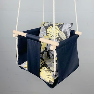 Babyschaukel, Babyschaukelstuhl, Indoor-Babyschaukel, Stoffschaukel, Kinderhängeschaukel, tropischer Blattdruck, Hängemattenschaukel, Boho-Schaukel für Babys
