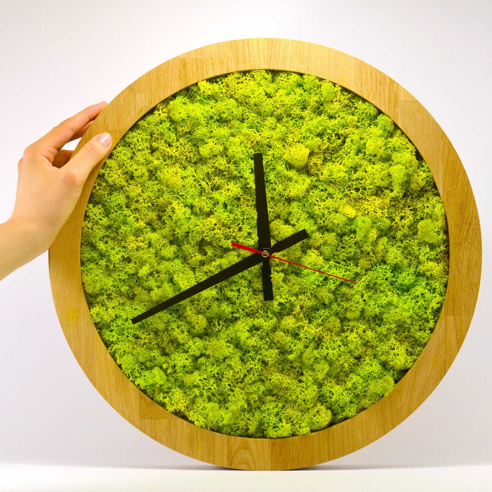 OAK Stabilized Moss Clock Home Decor Loft Style Wall Clock Etsy