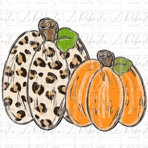 Fall Leopard Painted Pumpkin Png, Fall Hand Drawn Pumpkin Sublimation, Fall Png, Pumpkin Png, Fall Sublimation Design, Fall Digital Download