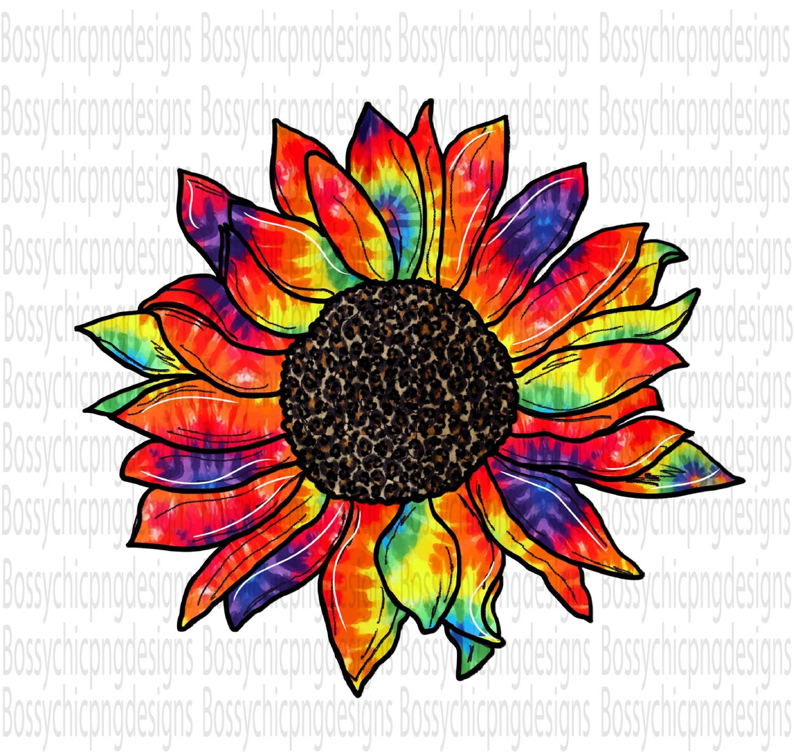 Tie Dye Sunflower Summer Sunflower Hippie Sunflower Rainbow Etsy
