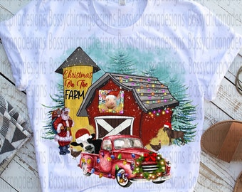 Christmas On The Farm Sublimation, Christmas On The Farm Clipart, Christmas Png, Hand Drawn, Digital Download Sublimation Graphics, Png