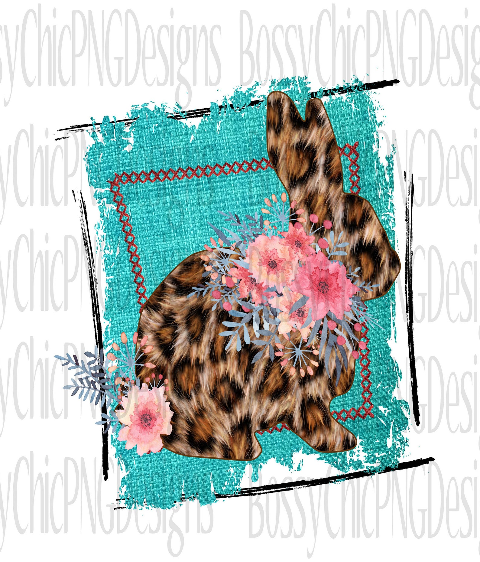 Pasqua Leopardo Cheetah Coniglio con acquerello Fiori file ...