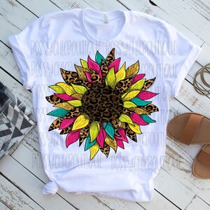 Colourful Sunflower Sublimation, Leopard Sunflower, Sunflower Png, Digital Download, DTG Printing, Clipart Png Sublimation, Digital Art Png