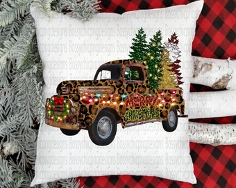 Merry Christmas Truck Png, Christmas Trees Png, Rustic Leopard Truck Png, Christmas Sublimation Design, Christmas Designs For T-shirts