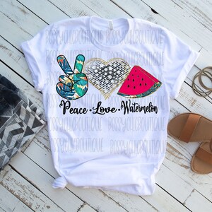 Peace Love Watermelon Sublimation, Watermelon Png, Summer Png, Summer Sublimation, Png For T-shirts, Png For Sublimation, Clipart, Sublimate
