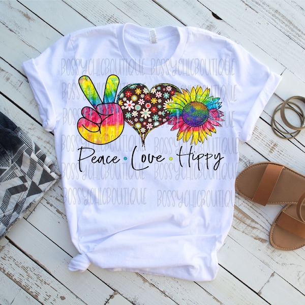 Peace Love Hippie Sublimation design, Hippie Sublimation, Hippie Png, Tie Dye Design, DTG printing, Sublimation Png, Clipart, Summer Design