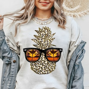 Summer Pineapple Png, Summer Time Png, Pineapple With Glasses, Leopard Pineapple png, DTG Printing, Sublimate Design, Summer Sunglasses Png