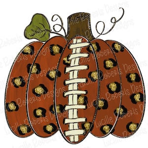 Fall Football Pumpkin, Leopard Pumpkin, Fall Sublimation, Hand Drawn, Pumpkin Clipart, Fall Png File, Png For Tshirts, Football In The South