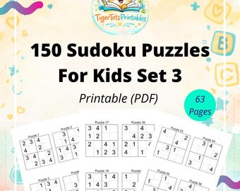 Uitdagende Sudoku voor kinderen 4 x 4 set 3 - 150 afdrukbare logische puzzels pdf-werkbladen met oplossingen
