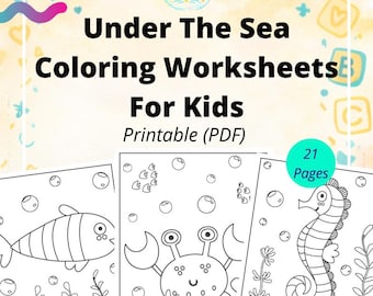 Kleurboek Ocean Life – 21 pagina's met zeedieren, homeschool-activiteit (pdf)