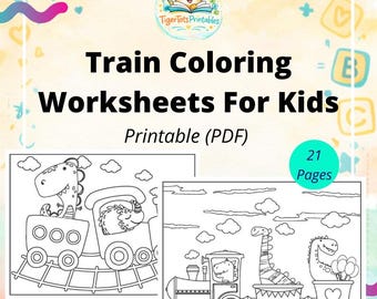 Kleurplaten trein voor kinderen: afdrukbaar activiteitenboek locomotieftransport (pdf)