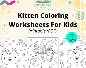 Kitten Coloring Book PDF - 21 afdrukbare pagina's voor kinderen Homeschool Classroom Activity