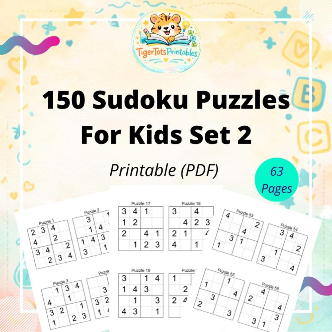 Kids Sudoku Puzzles Set 2 – 150 Printable 4x4 Brain Teasers (PDF) - Etsy UK