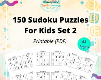 Sudoku-puzzels voor kinderen, set 2 – 150 afdrukbare 4 x 4 hersenkrakers (pdf)