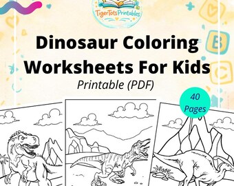 Dinosauruskleurboek: 40 afdrukbare dinopagina's, thuisonderwijs (pdf)