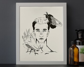 Bug Man (Version 2) | Risograph Print 8x10