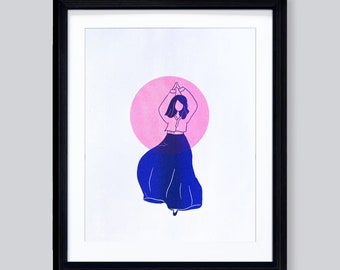 Yoga Hanbok | Risograph Print 10x8