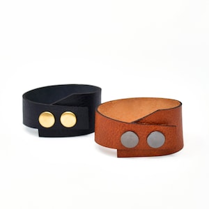 Handmade Leather Cuff Bracelet with Metal Detail
