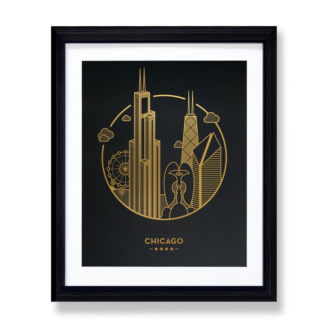 Handmade Chicago Print, Chicago Skyline, Chicago Art, Chicago Poster ...