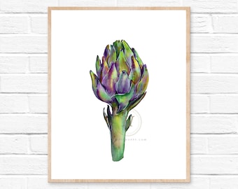 Kitchen Print, Artichoke, Kitchen Decor, Kitchen Wall Art, Watercolor Art, Restaurant Decor, Culinary Print, Vegetables Printable, Veggies