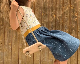 Elfen Kleid mit Jersey Oberteil Elfen blau | Rock aus Musselin | Ärmellos