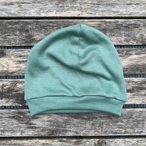 Bio Wolle-Seide Mütze EINLAGIG, Mint, für Kinder und Erwachsene, BEANIE Mint uni