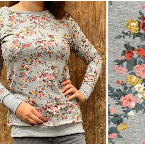 Damen Sweatpullover Sweatshirt mit Blumen