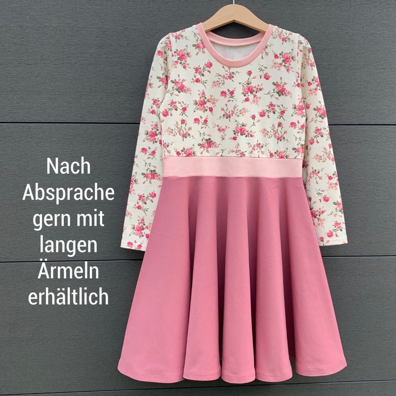 Bio Drehkleid Kurzarm mit Ärmeln nach Wunsch mit Rosen, Kirschen, Katzen Rosen Langarm