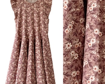 Drehkleid Kleid mit Tellerrock, mit Flügelärmeln, Blumen mauve, Hellmauve oder andere