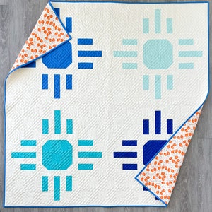 Lattice Patchwork Quilt | Ecru/Aegean Blue