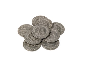 Monedas de juego con temática renacentista: grandes, 30 mm (paquete de 9)