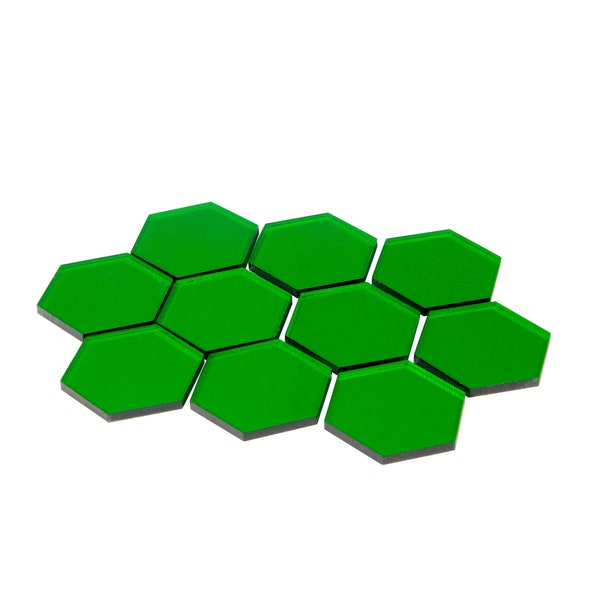 Transparent Grün 34mm Hexagon Tiles (10)